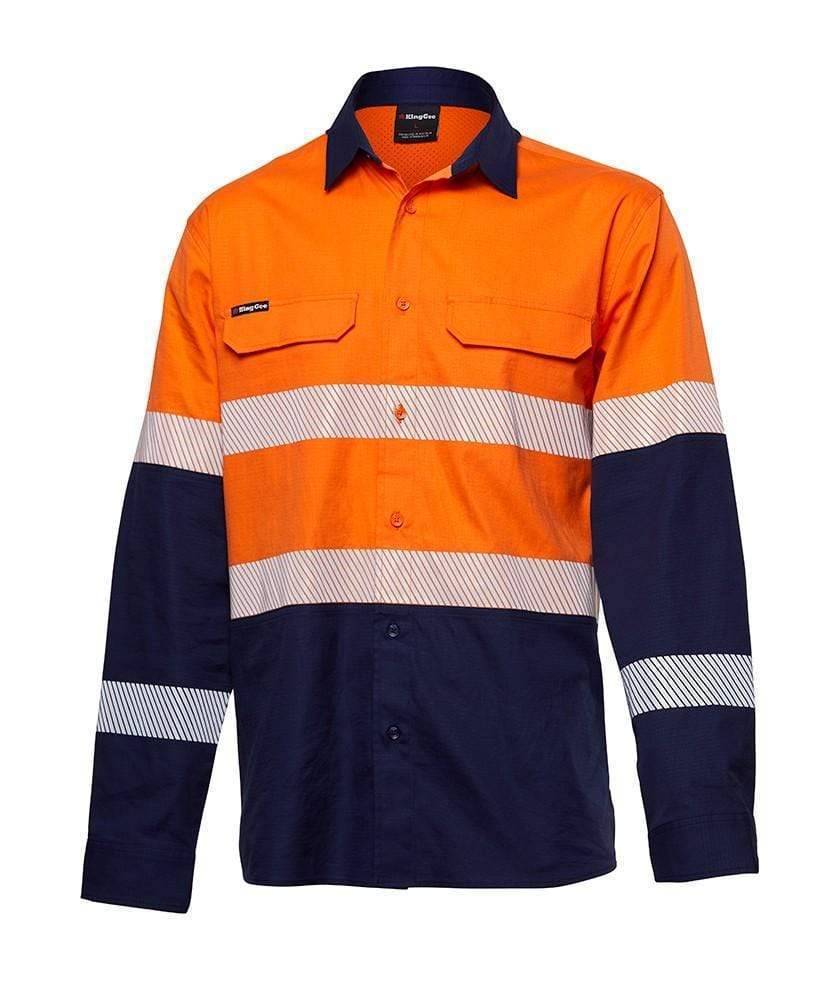 KingGee Work Wear Orange/Navy / XS KingGee Workcool Pro Hi Vis Reflective Shirt L/S  (NEW) K54028